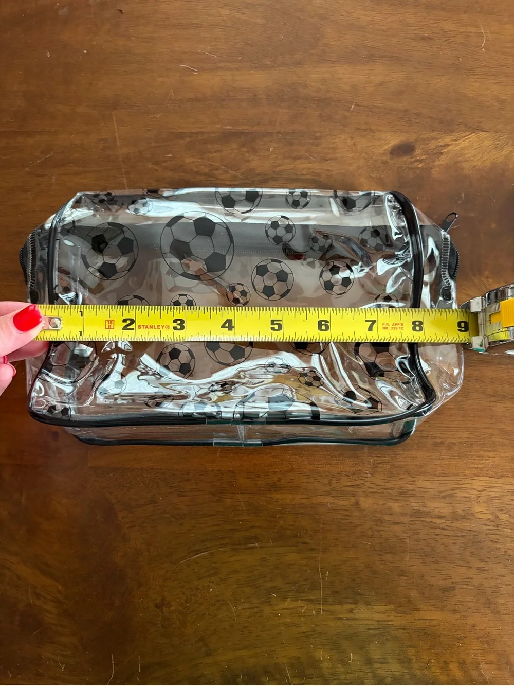 Clear Soccer Print Cosmetic or Pencil Bag